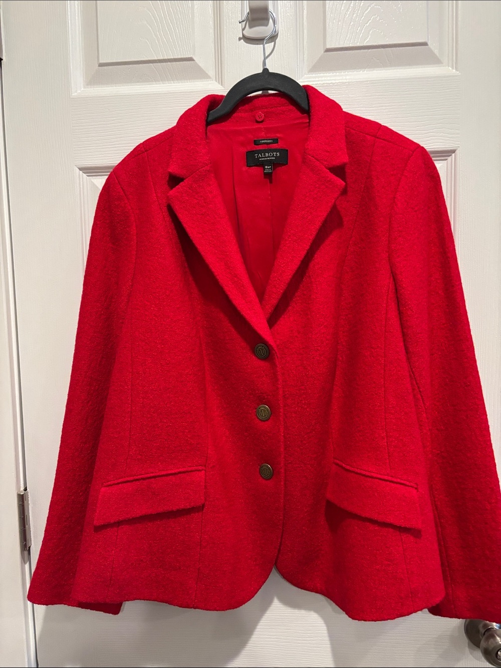 Talbots Red Wool-Blend Blazer Jacket